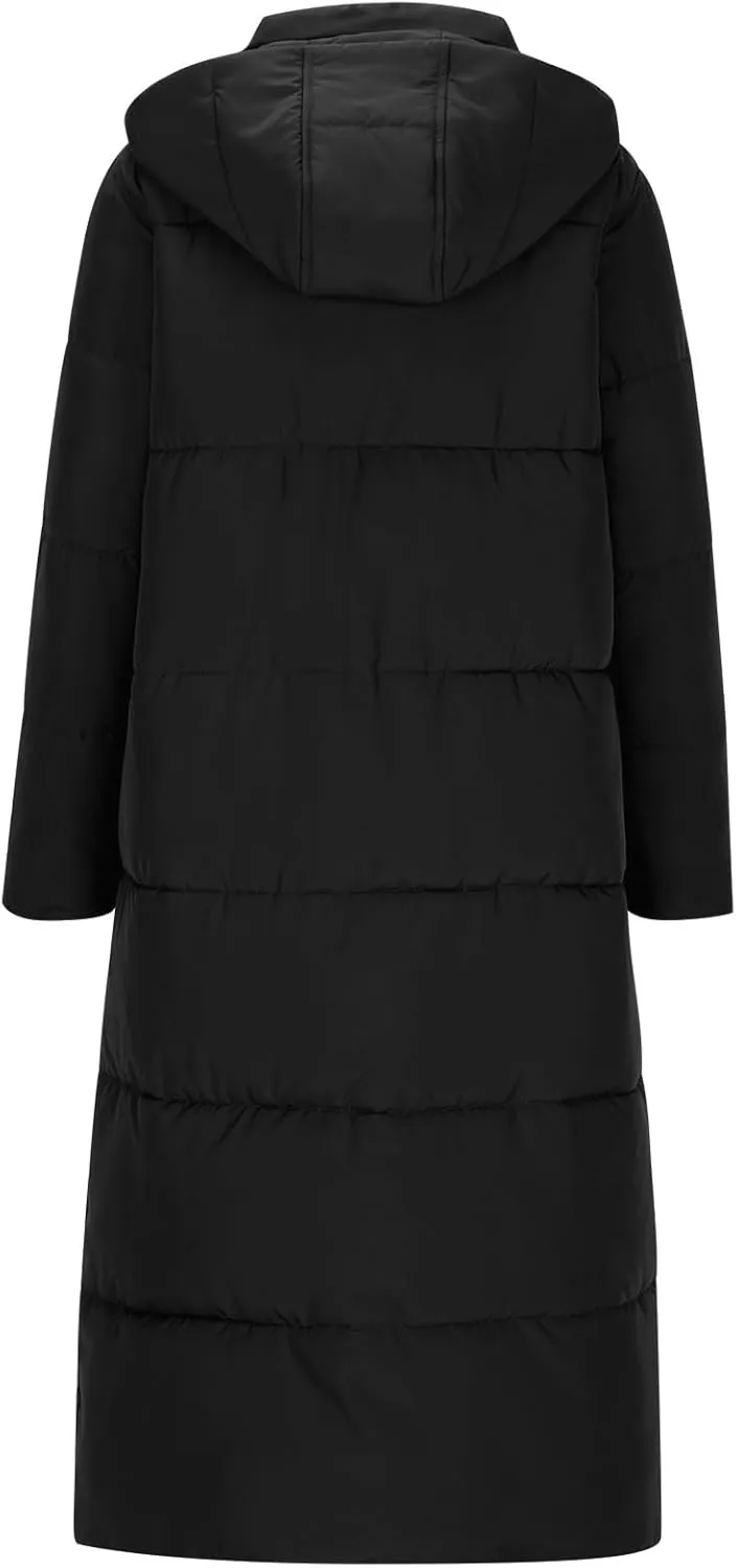 Womens Winter Long Puffer Jacket Thicken Warm down Parka Jackets Zip up Hood Puffy Jackets Casual Thermal Padded Coat