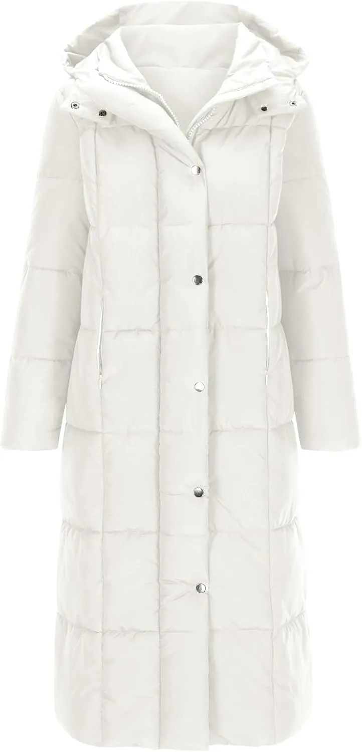 Womens Winter Long Puffer Jacket Thicken Warm down Parka Jackets Zip up Hood Puffy Jackets Casual Thermal Padded Coat