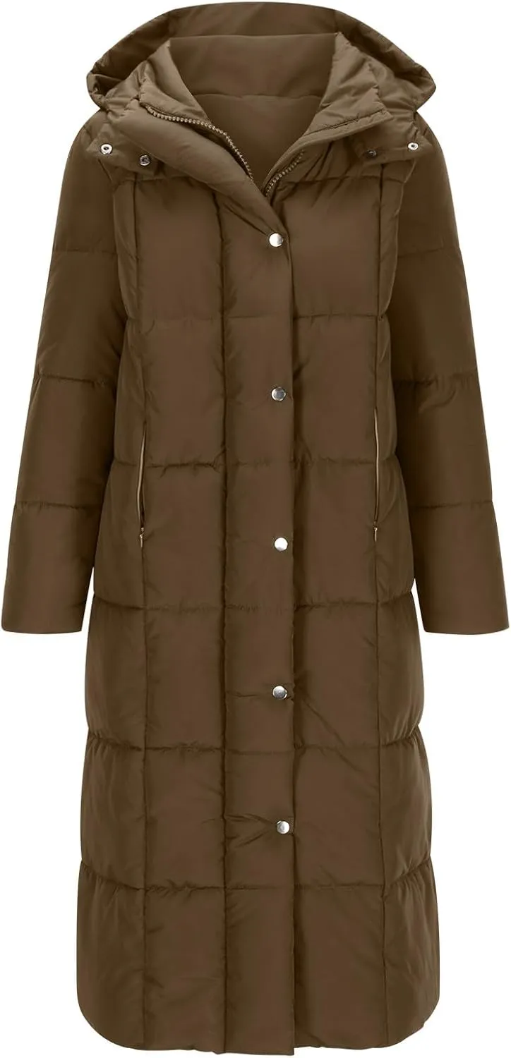Womens Winter Long Puffer Jacket Thicken Warm down Parka Jackets Zip up Hood Puffy Jackets Casual Thermal Padded Coat