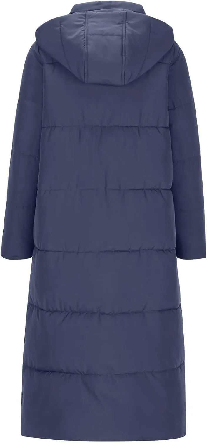 Womens Winter Long Puffer Jacket Thicken Warm down Parka Jackets Zip up Hood Puffy Jackets Casual Thermal Padded Coat