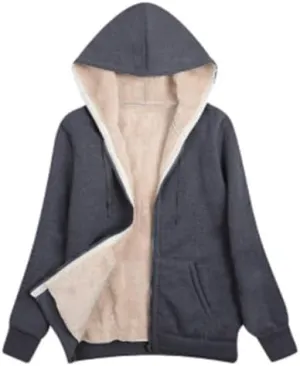 Women's Winter Zipper Hoodies Pullover Sherpa Fleece Warm Heavyweight Sweatshirt