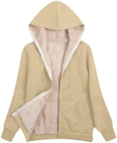 Women's Winter Zipper Hoodies Pullover Sherpa Fleece Warm Heavyweight Sweatshirt