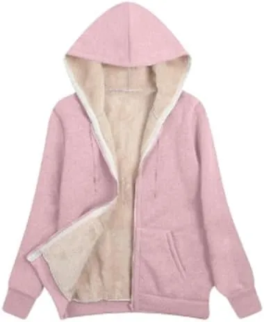 Women's Winter Zipper Hoodies Pullover Sherpa Fleece Warm Heavyweight Sweatshirt