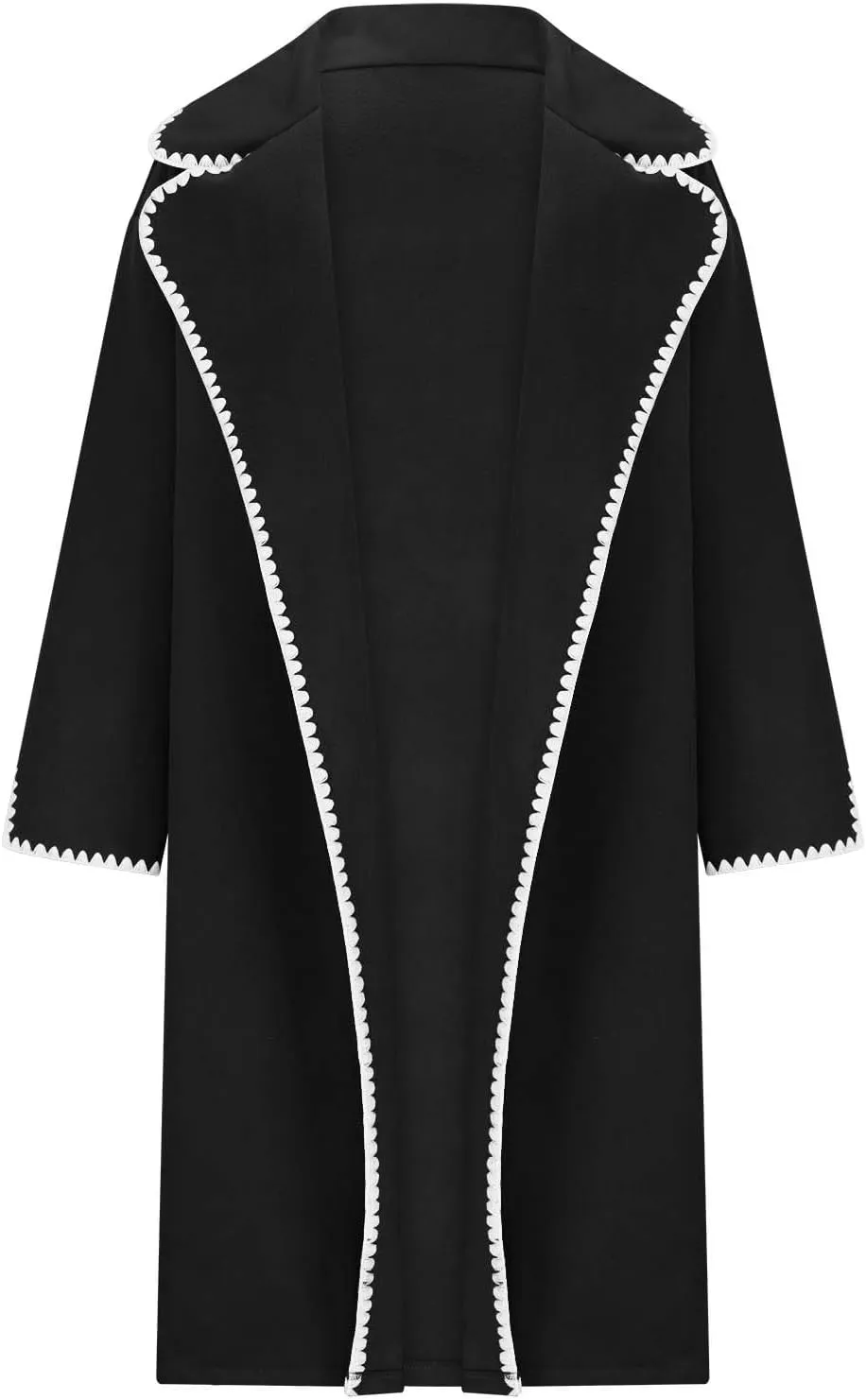 Women's Wool Blend Long Cardigan Windbreaker Reversible Long Sleeve Lapel Pea Coat Overcoat Loose Casual Trench Coat