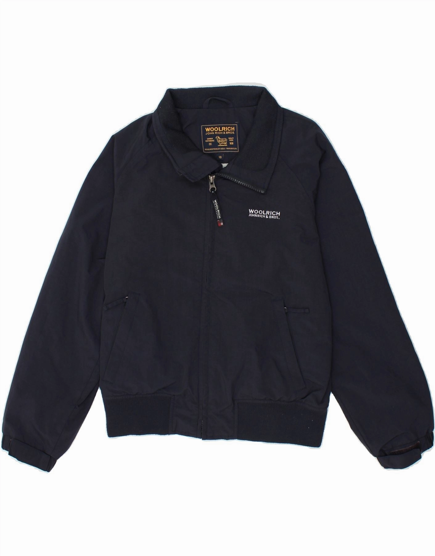 WOOLRICH Boys Graphic Bomber Jacket 9-10 Years Navy Blue City Explorer