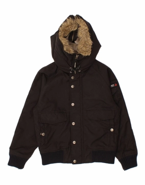 WOOLRICH Boys Hooded Bomber Padded Jacket 7-8 Years Black Nylon wedding ceremony