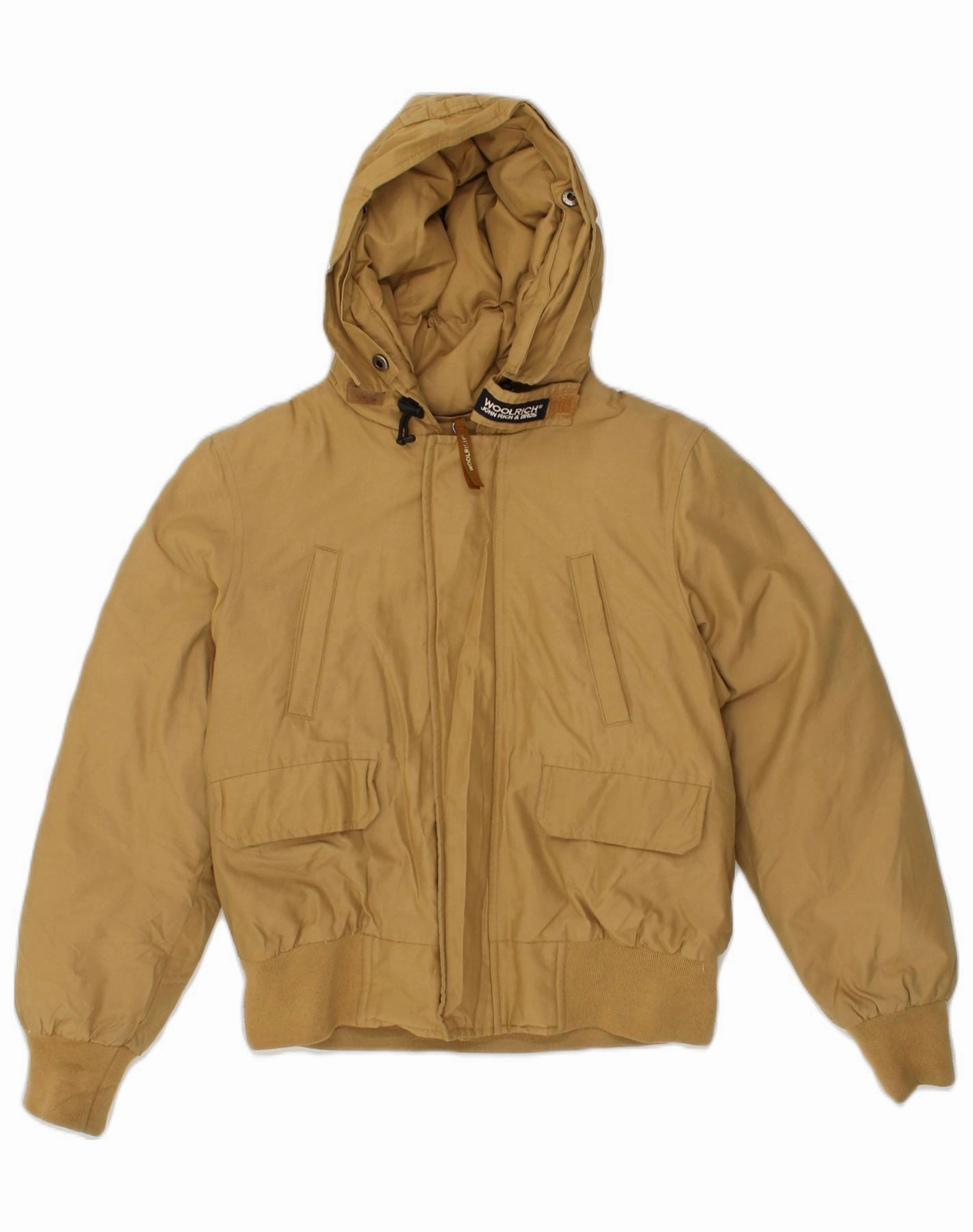 AntiStaticLining Performance Outerwear WOOLRICH Boys Hooded Bomber Padded Jacket 9-10 Years Brown