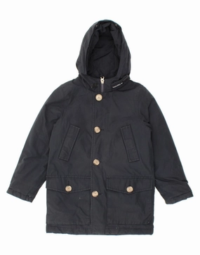 WOOLRICH Boys Hooded Overcoat 5-6 Years Navy Blue Cotton subtle style
