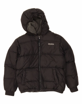 WOOLRICH Boys Hooded Padded Jacket 11-12 Years Black Nylon Lightweight Fabric