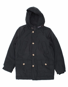 WOOLRICH Boys Hooded Padded Jacket 11-12 Years Navy Blue Cotton Sporty Design Linen