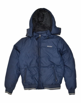 Risk WOOLRICH Boys Hooded Padded Jacket 11-12 Years Navy Blue Nylon