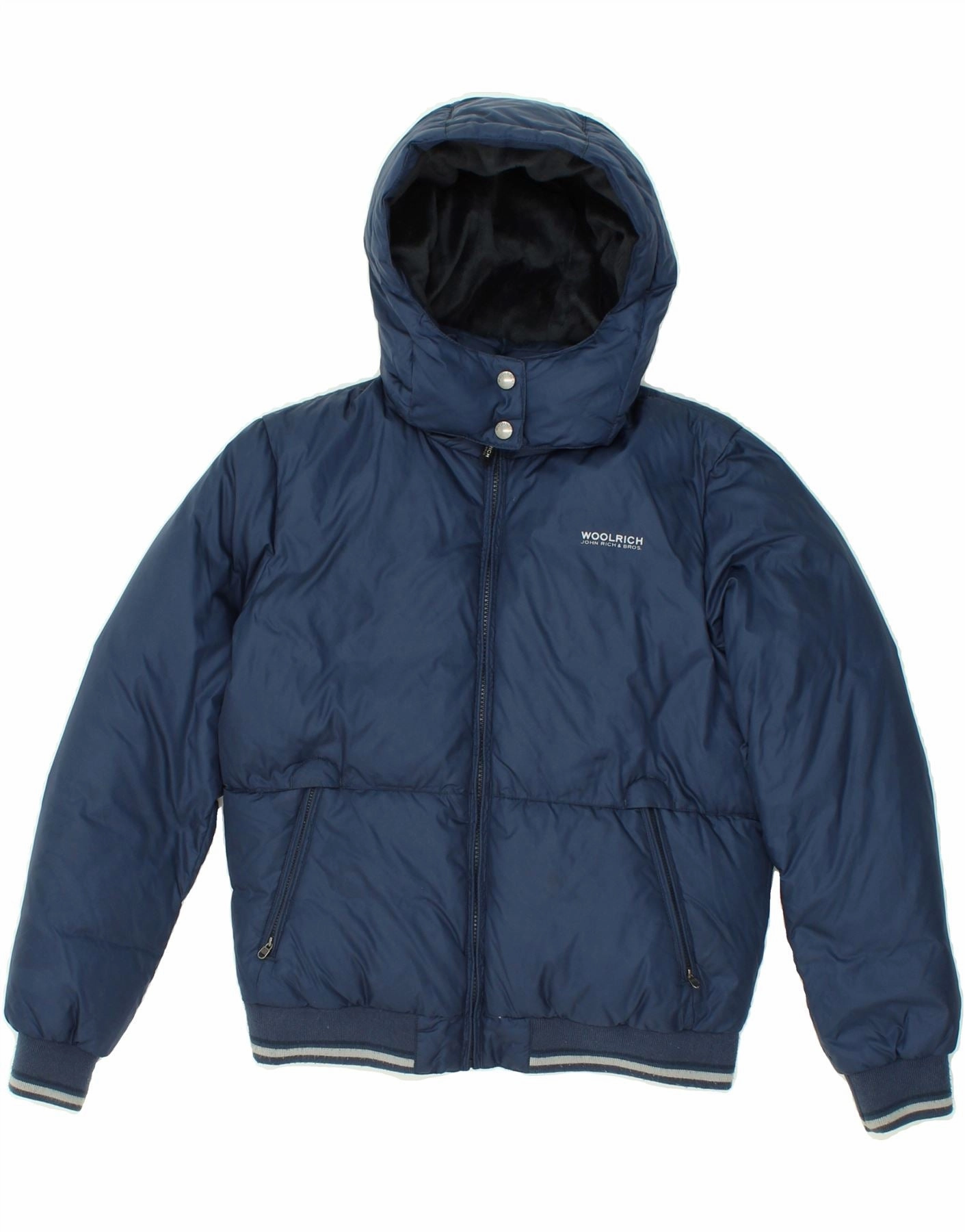 WOOLRICH Boys Hooded Padded Jacket 11-12 Years Navy Blue Nylon Chance suitable for extreme sports