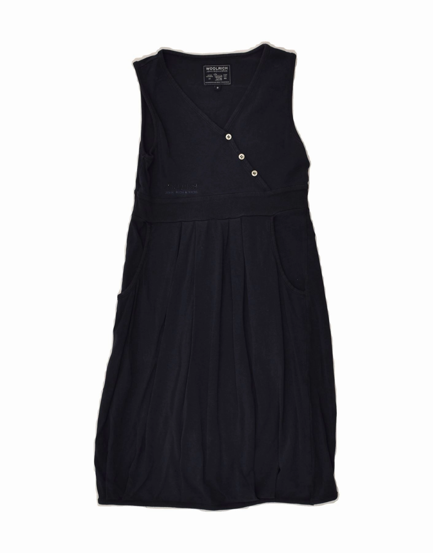 WOOLRICH Girls Sleeveless Basic Dress 7-8 Years Navy Blue Classic Edge Easy Tones