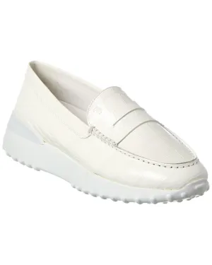 TOD??s Gommino Croc-Embossed Leather Platform Loafer Air Dash