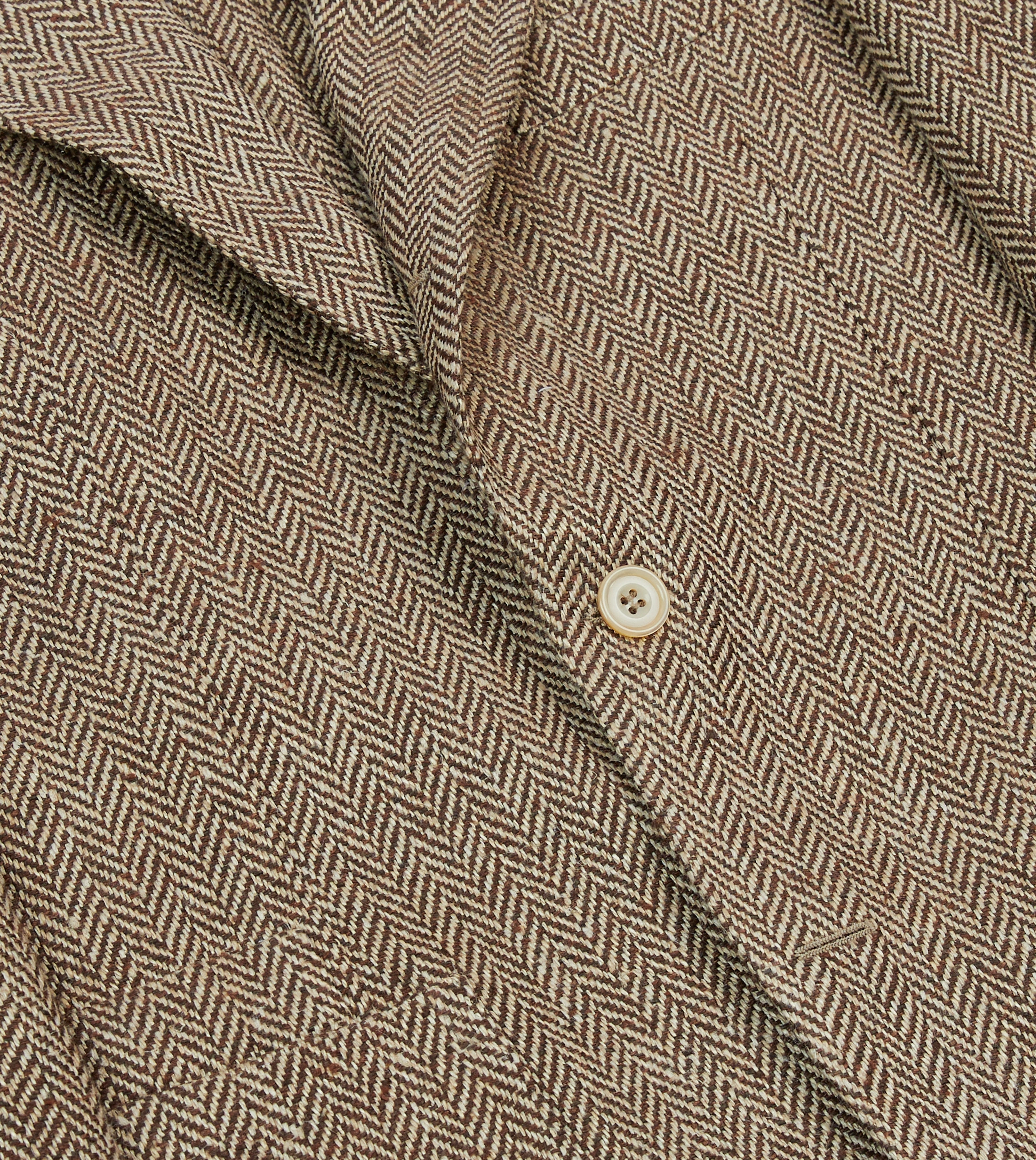 Business Essentials Comfortable Wearable Brown Herringbone Linen-Silk Blazer