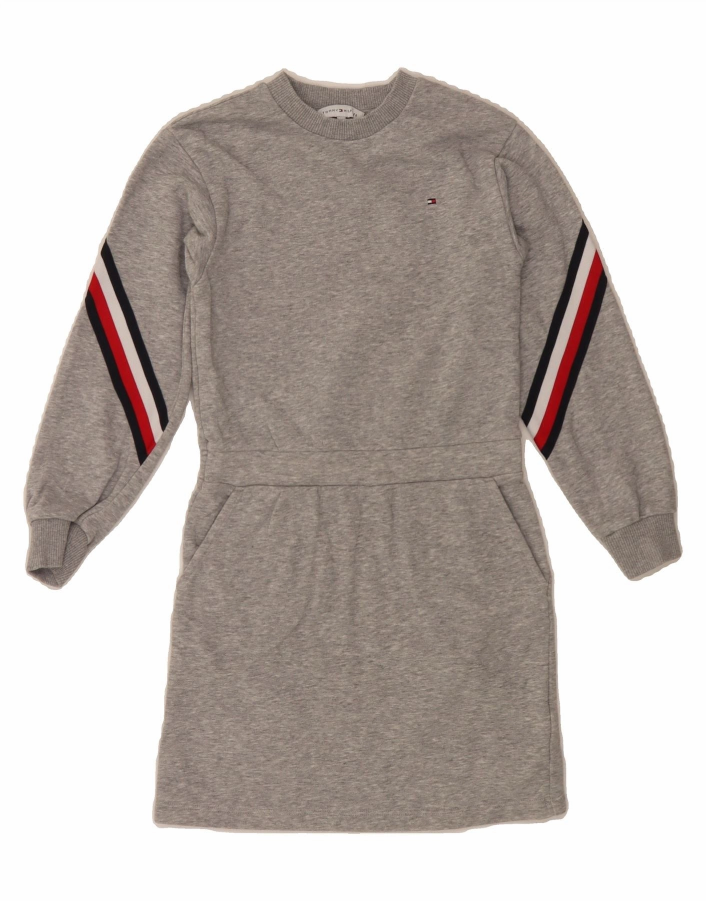 Soft Hue boho vibe TOMMY HILFIGER Girls Jumper Dress 7-8 Years Grey Cotton