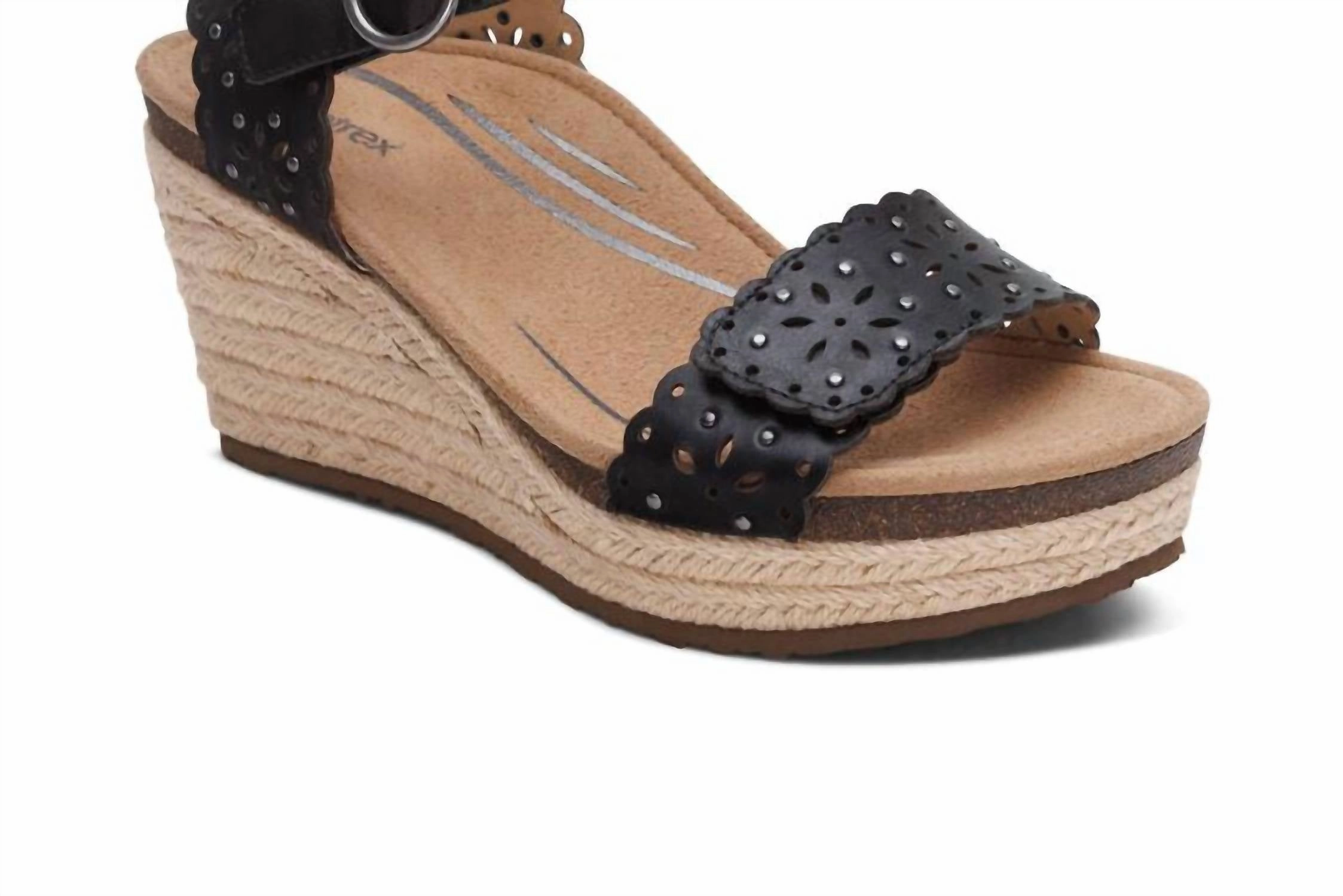 Women's Sydney Quarter Strap Espadrille Wedge In Black Gym Step