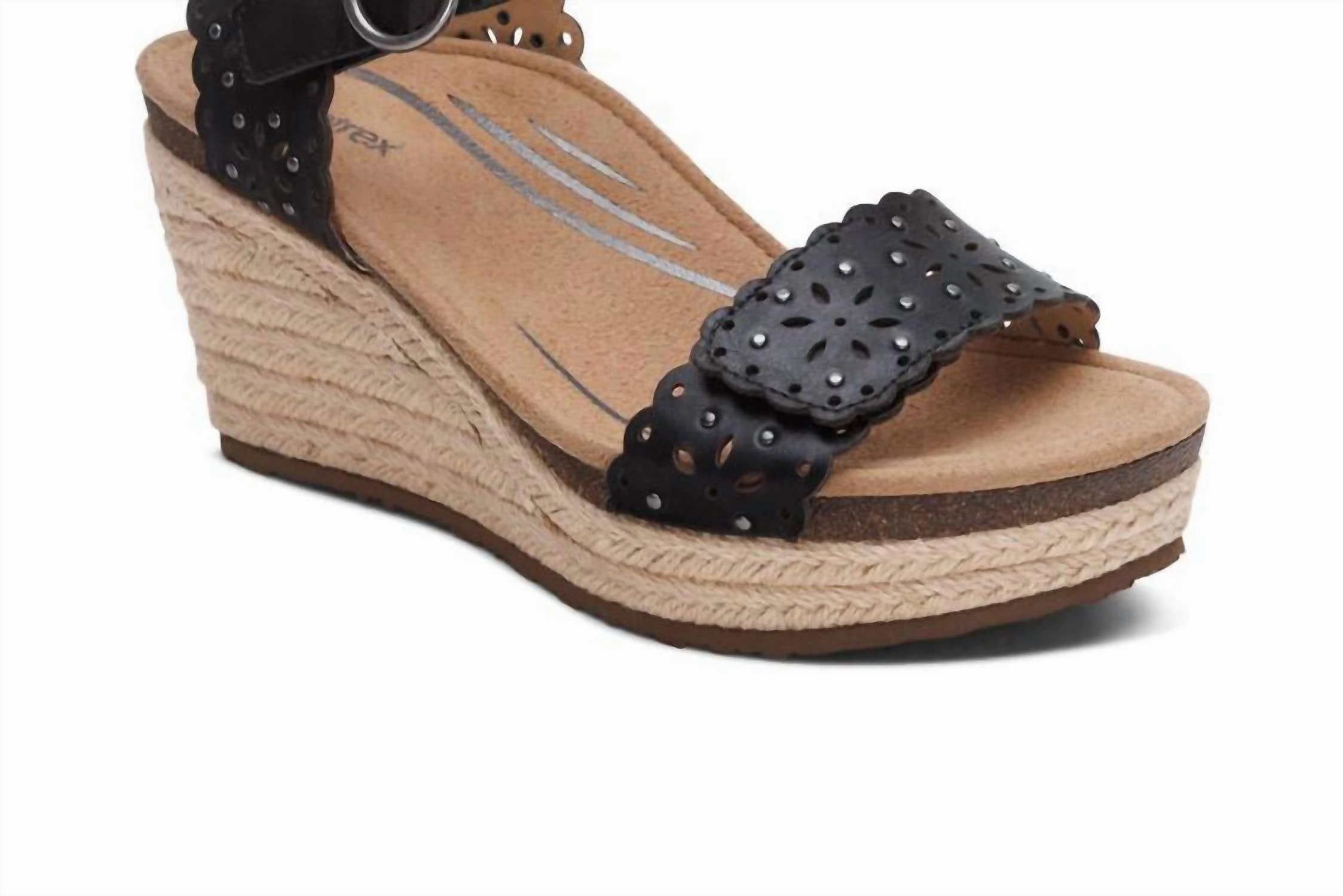 Stable Sole Women's Sydney Quarter Strap Espadrille Wedge In Black