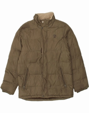 TIMBERLAND Boys Padded Jacket 13-14 Years Khaki Polyester Stretchable Panels
