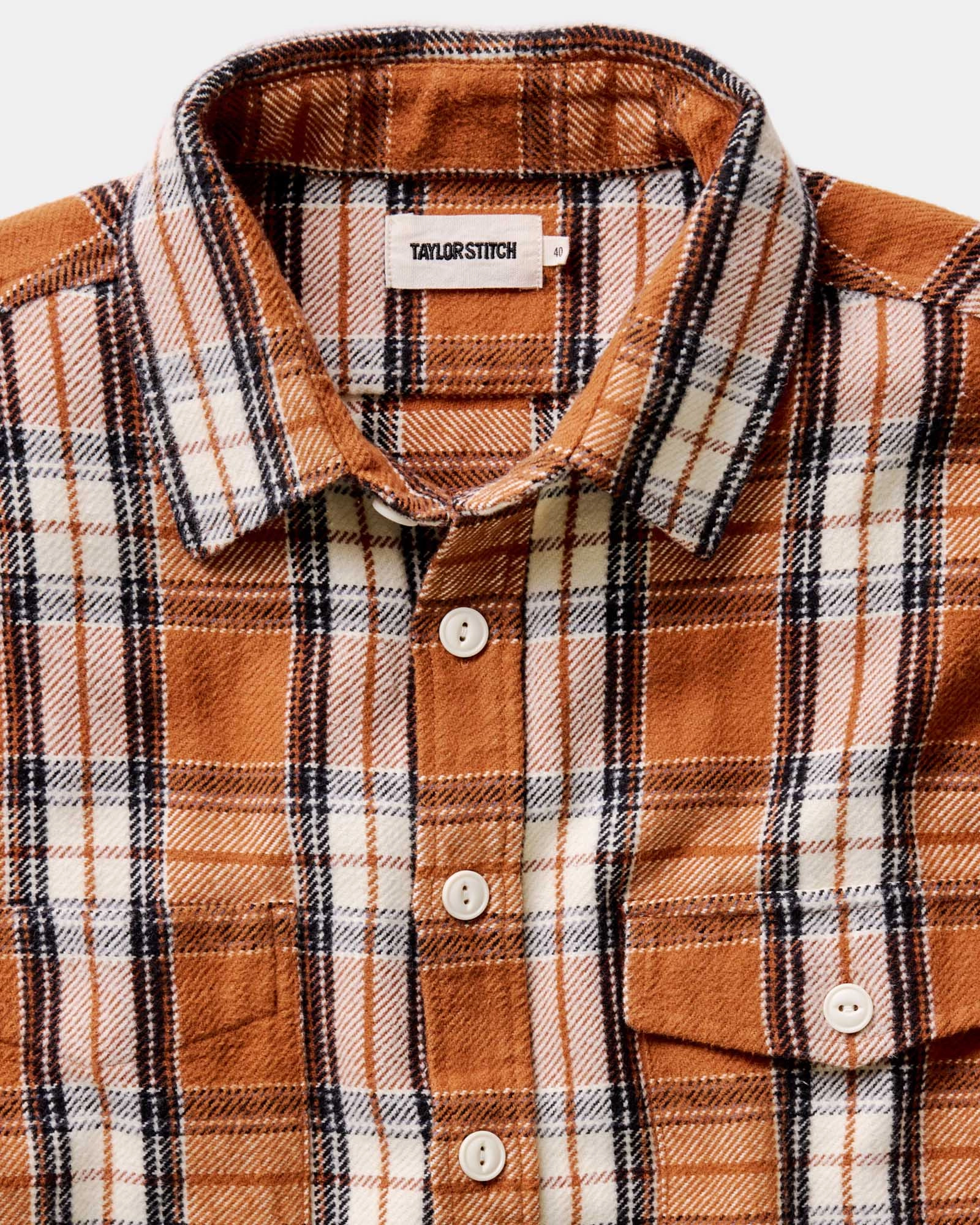Reinforced Buttonholes fade resistant color The Crater Shirt in Brick Plaid