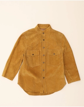 BOMB BOOGIE Boys Leather Leather Jacket 11-12 Years Yellow Leather Western Forget