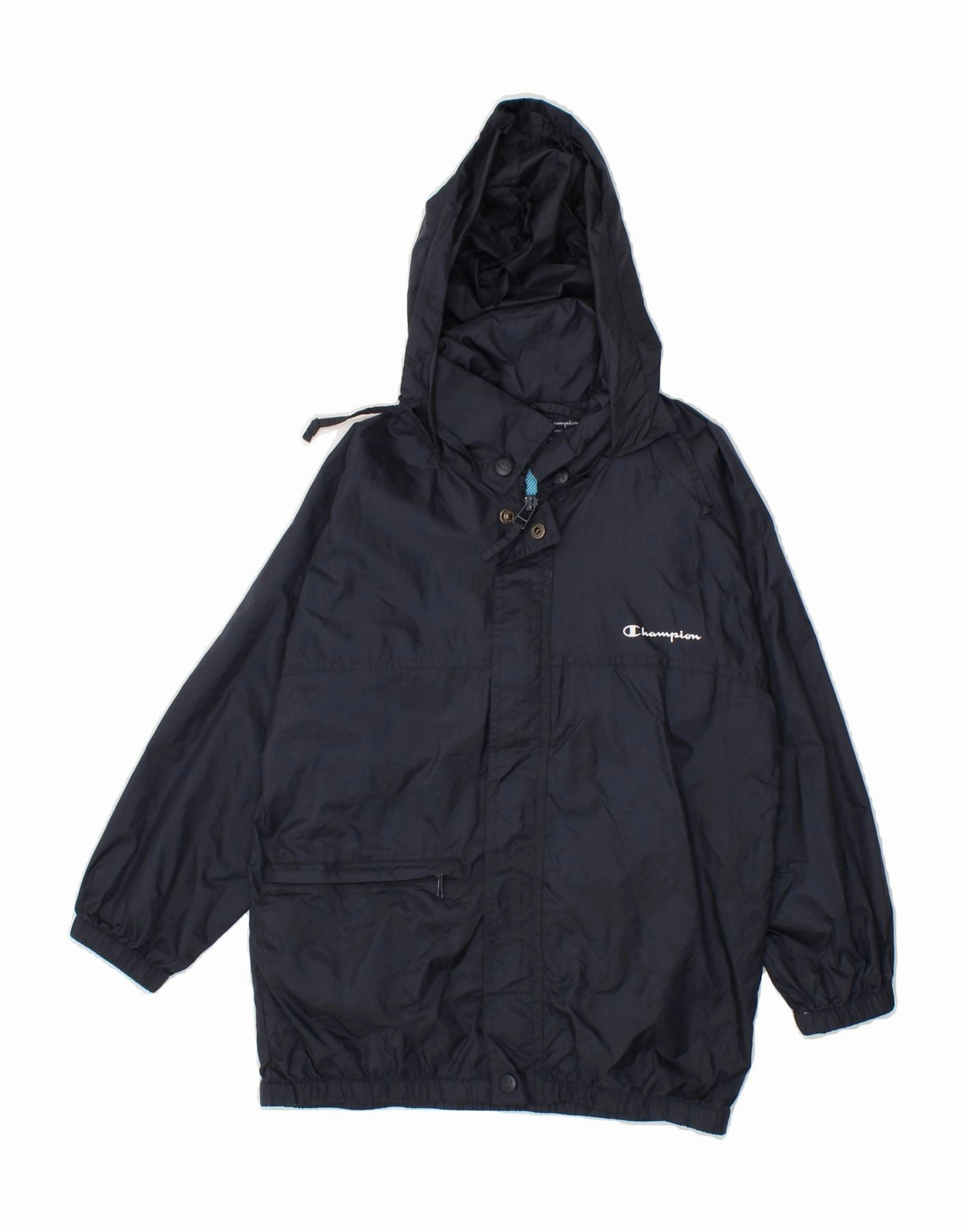 waiters Ergonomic Fit CHAMPION Boys Hooded Rain Jacket 7-8 Years Small  Navy Blue Polyamide