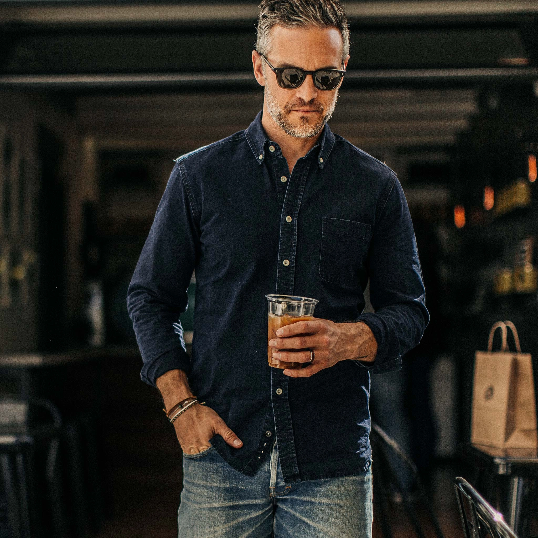 Ventilated Back Panel Functional Wear The Jack in Indigo Oxford
