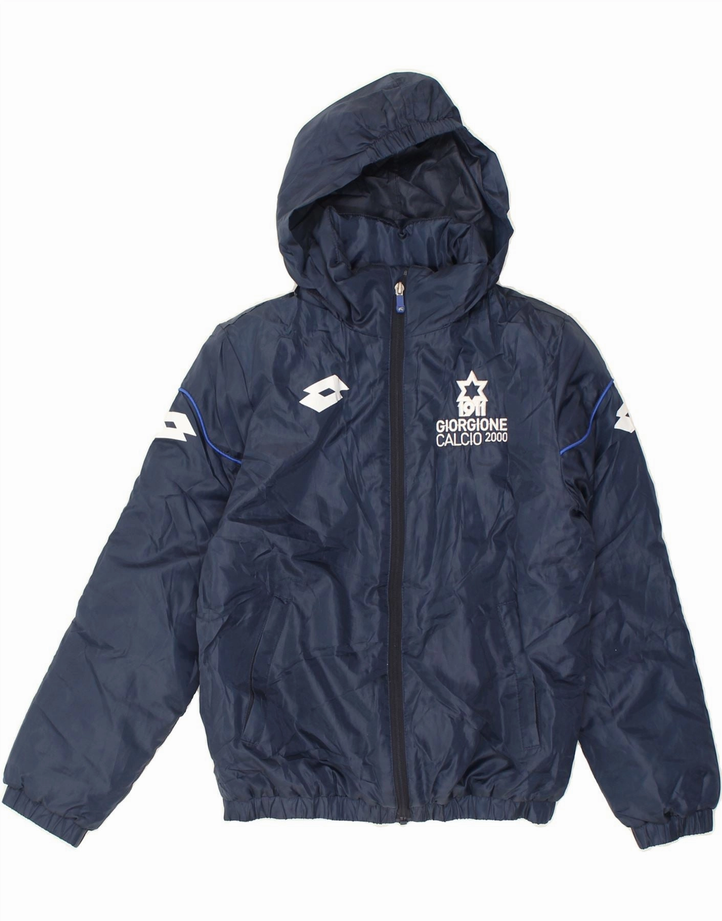 LOTTO Boys Hooded Rain Jacket 11-12 Years Navy Blue Polyester Art Exhibition