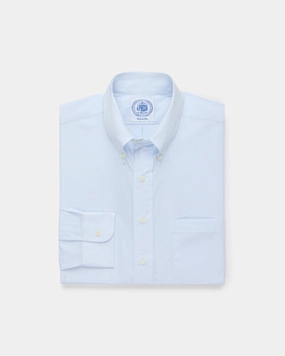 formal dinner Stylish Element Made-in-USA Light Blue Pencil Stripe Button Down Shirt - Classic Fit
