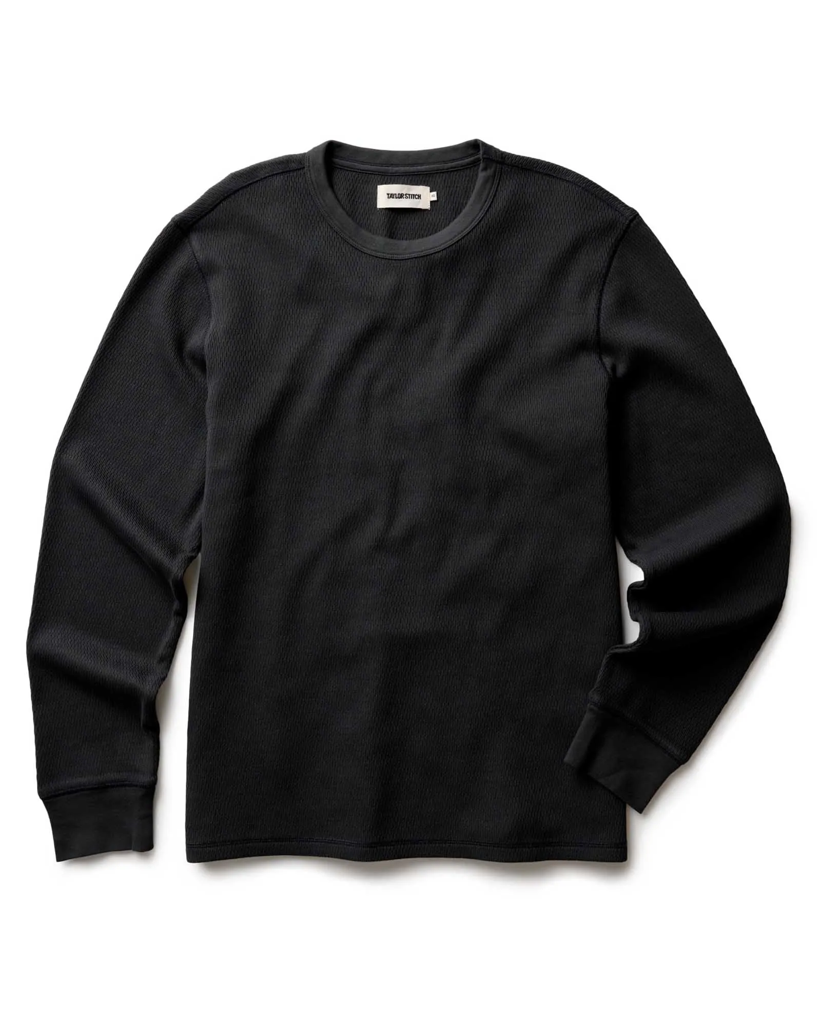 The Organic Cotton Crew in Faded Black Waffle Colorfast Dye