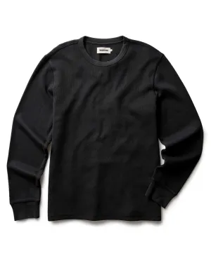 The Organic Cotton Crew in Faded Black Waffle Colorfast Dye