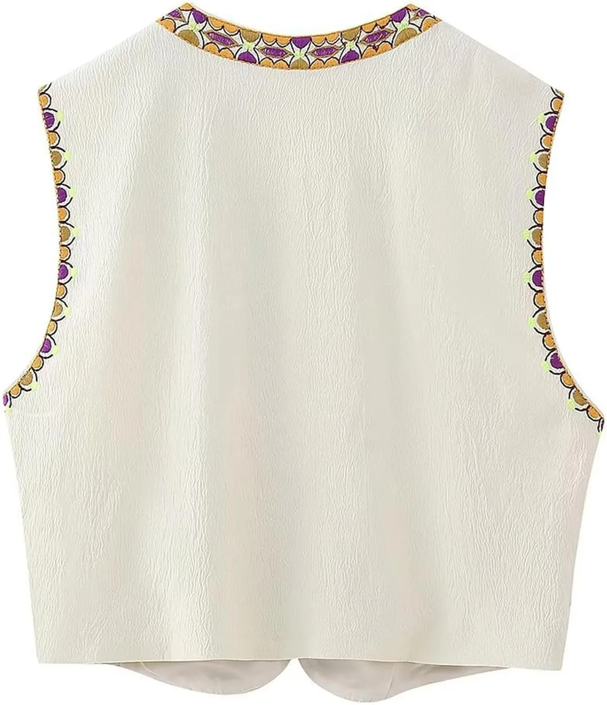 Wyeysyt Women Floral Embroidered Vest Vintage Sleeveless Boho Y2k Cardigan Open Front Cropped Waistcoat