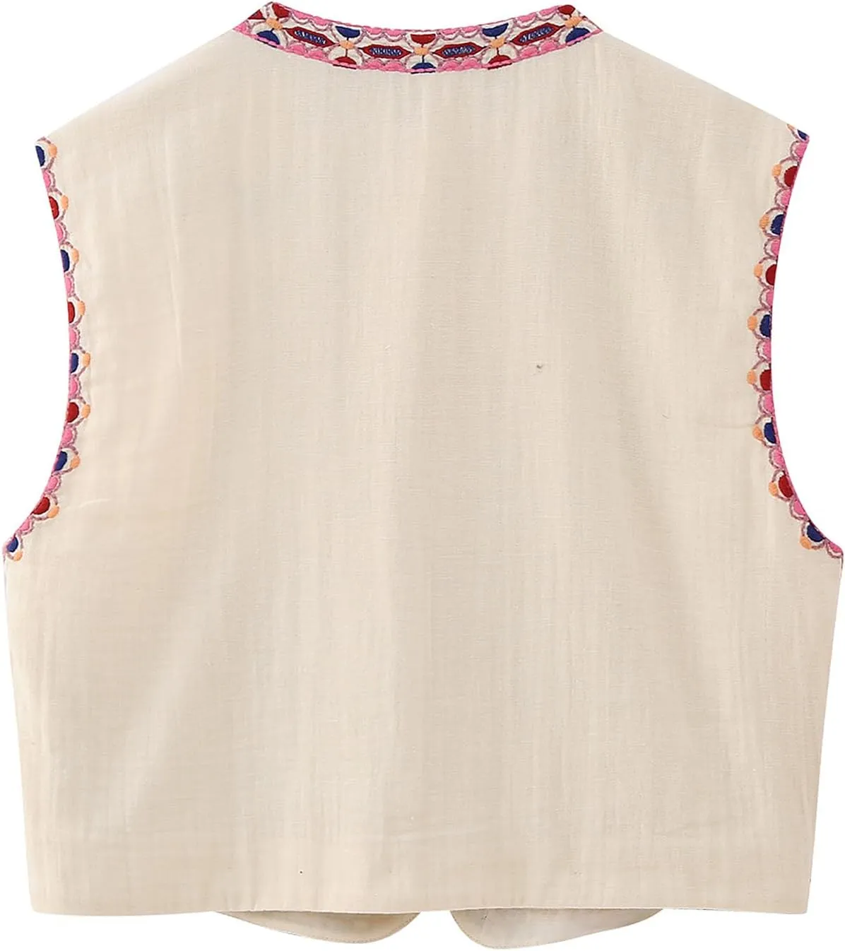 Wyeysyt Women Floral Embroidered Vest Vintage Sleeveless Boho Y2k Cardigan Open Front Cropped Waistcoat