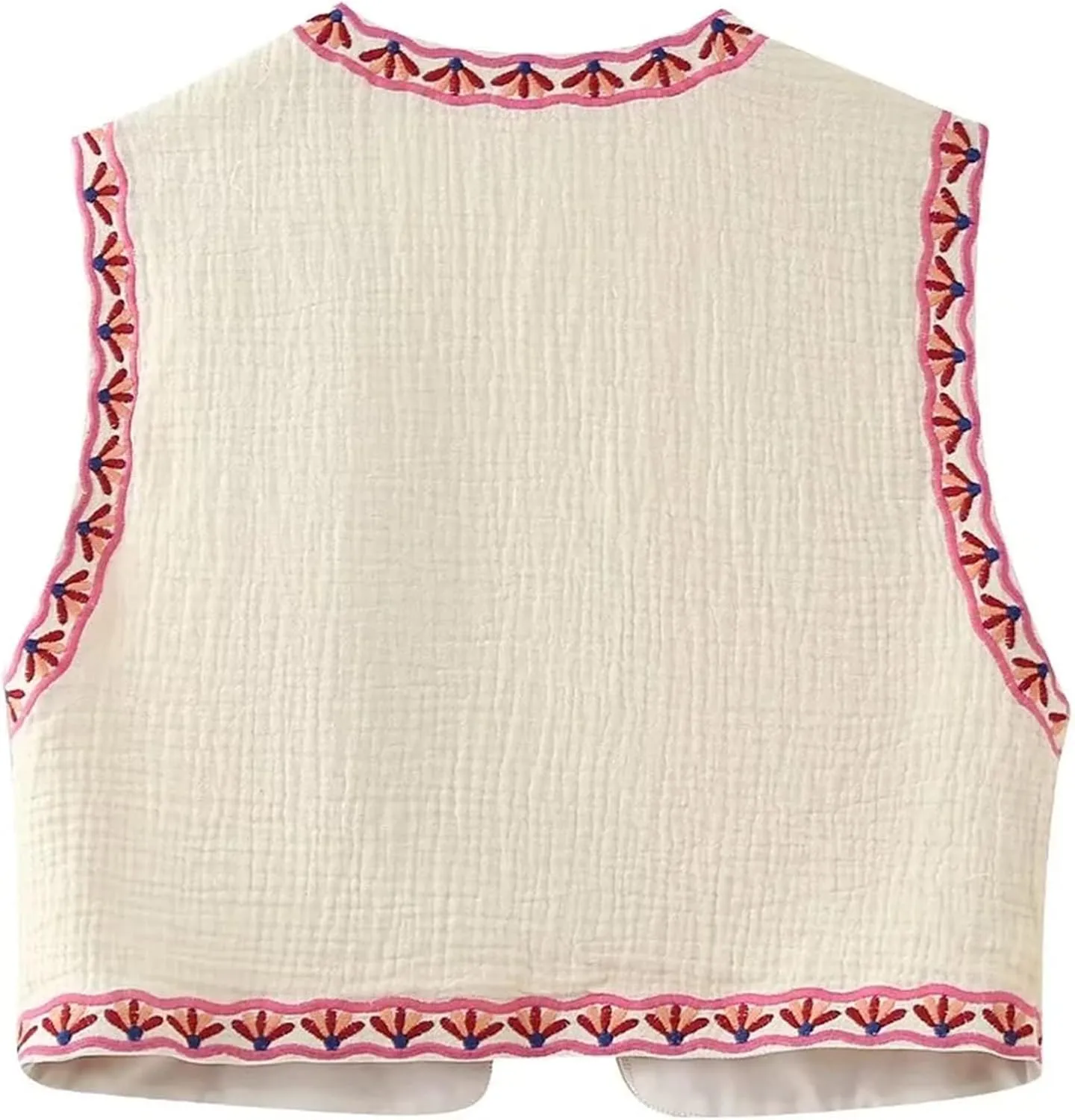 Wyeysyt Women Floral Embroidered Vest Vintage Sleeveless Boho Y2k Cardigan Open Front Cropped Waistcoat