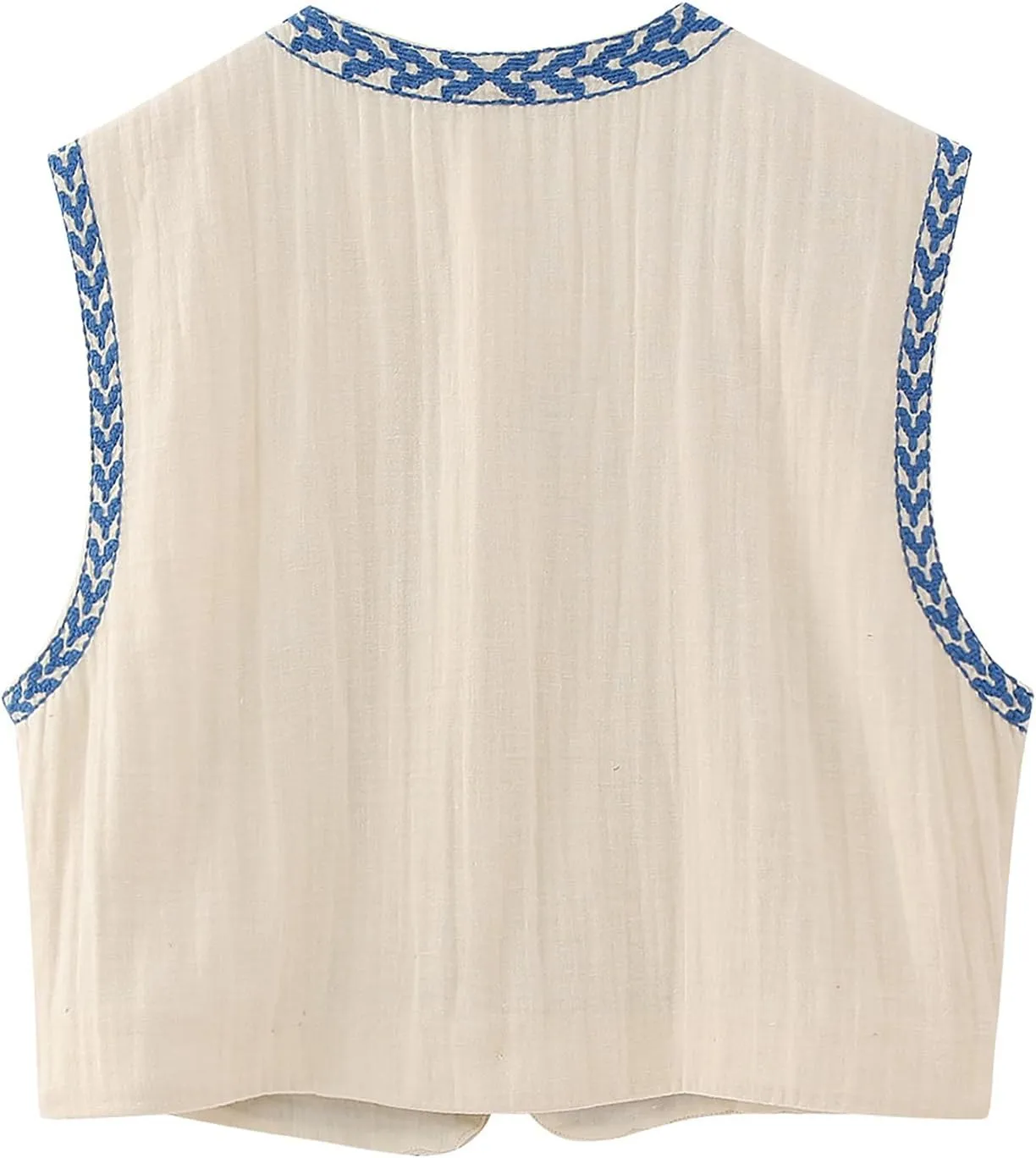 Wyeysyt Women Floral Embroidered Vest Vintage Sleeveless Boho Y2k Cardigan Open Front Cropped Waistcoat