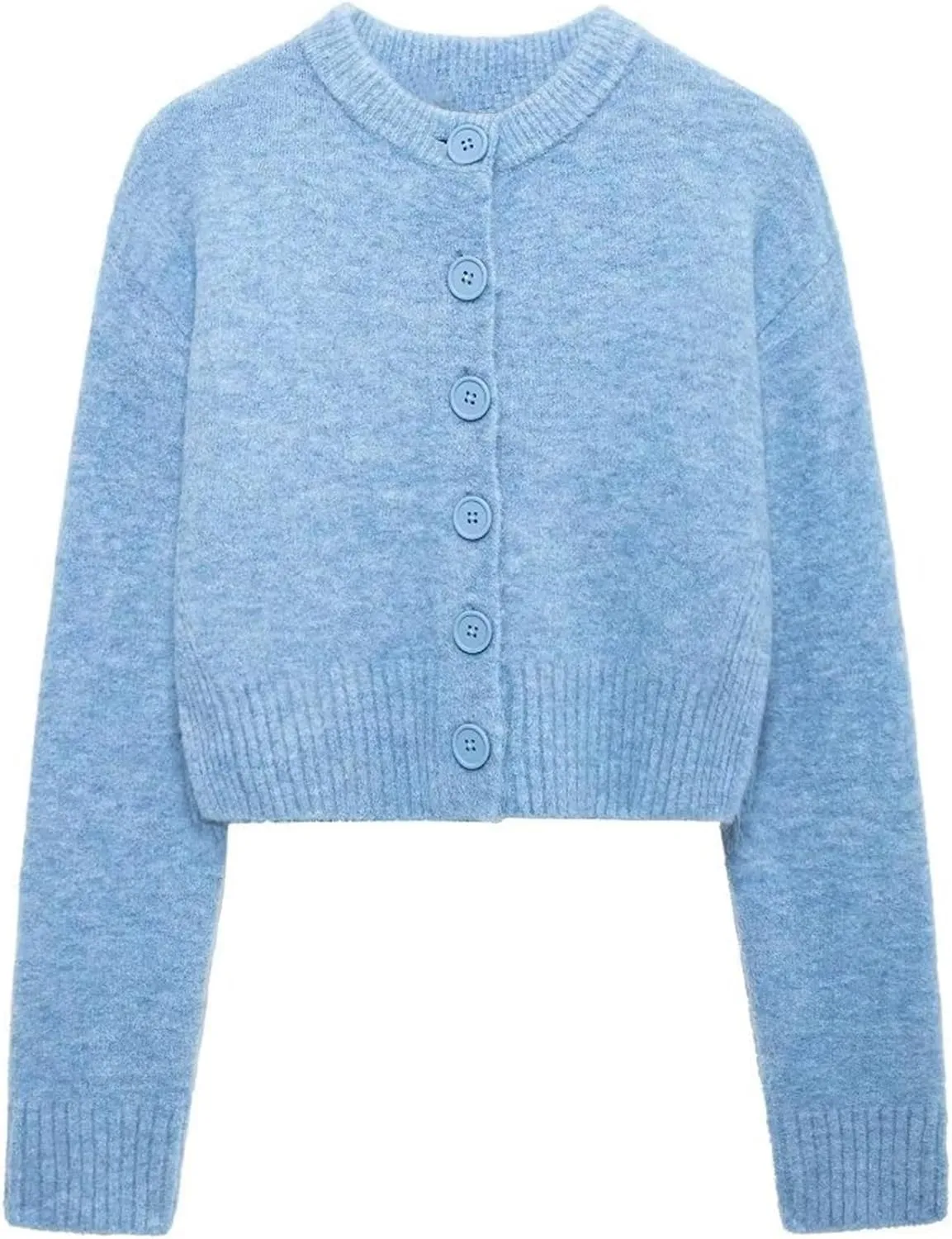 Wyeysyt Womens Cropped Cardigan Sweaters Knitted Button Down Long Sleeve Sweaters Lightweight Open Front Fall Cropped Tops