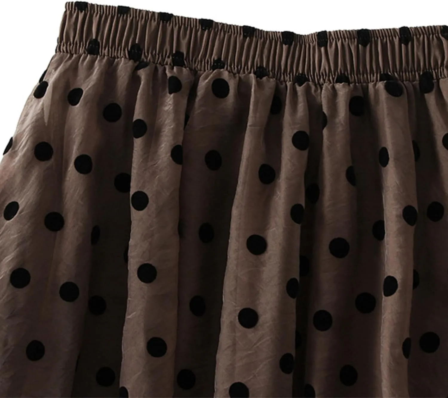 Xiaojmake Women Polka Dot Print Tutu Skirt Chiffon Flowy Elastic Waist A-Line Boho Beach Skirt Ruffle Mesh Tiered Midi Skirts