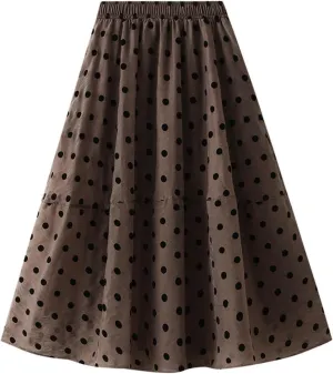 Xiaojmake Women Polka Dot Print Tutu Skirt Chiffon Flowy Elastic Waist A-Line Boho Beach Skirt Ruffle Mesh Tiered Midi Skirts