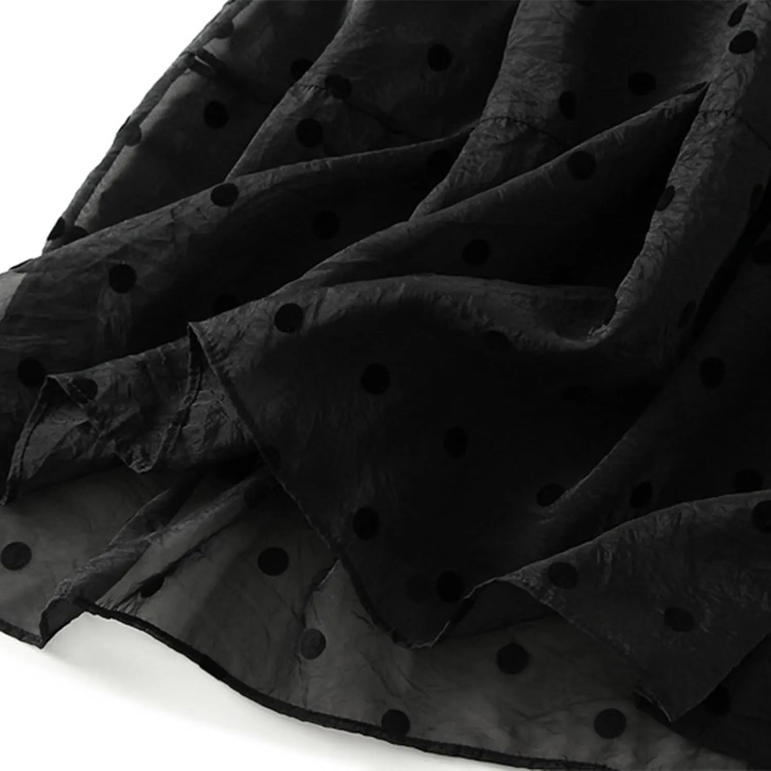 Xiaojmake Women Polka Dot Print Tutu Skirt Chiffon Flowy Elastic Waist A-Line Boho Beach Skirt Ruffle Mesh Tiered Midi Skirts