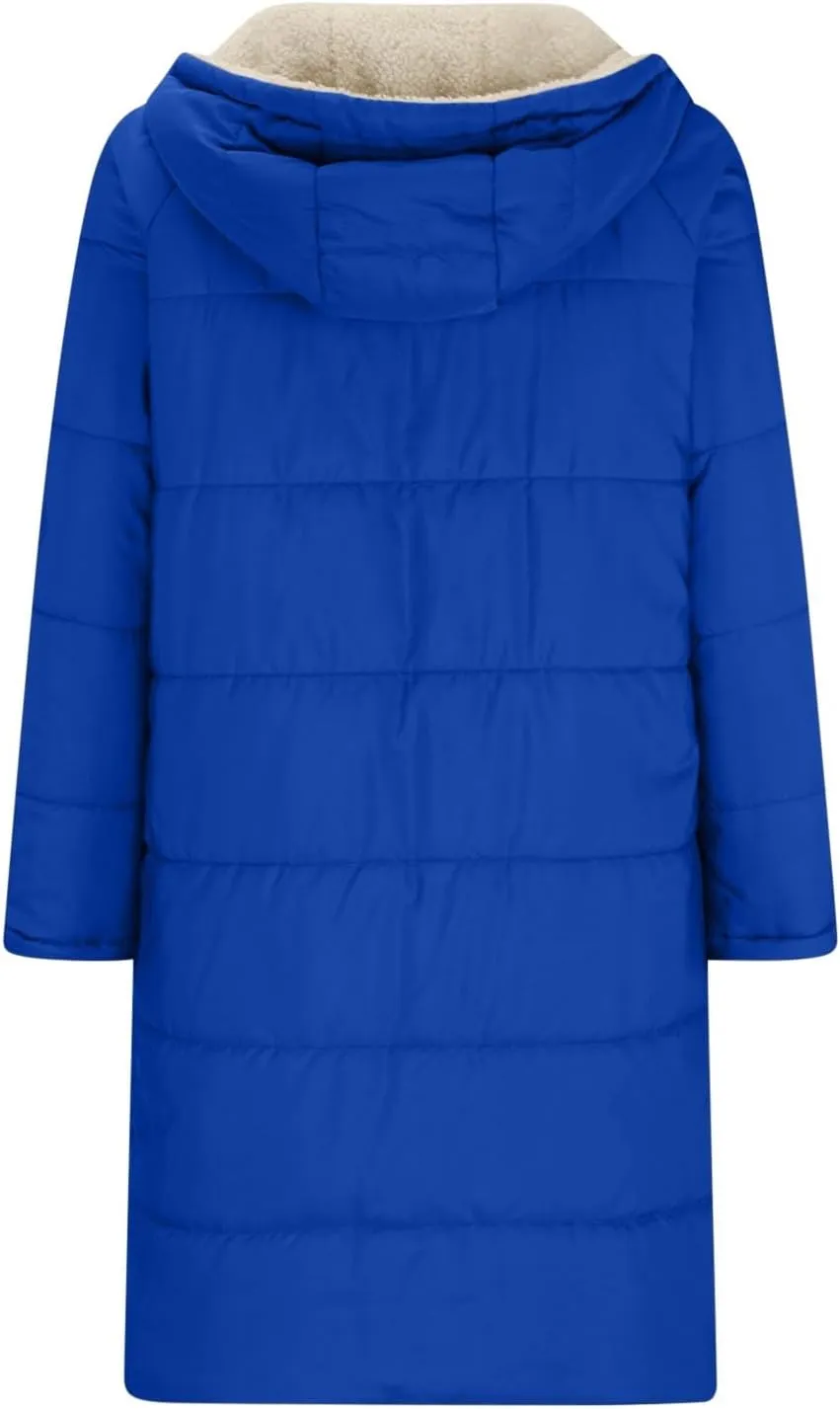 yardsong Winter Coat for Women Warm Reversible Sherpa Fleece Long Jacket Hooded Parkas Puffer Jackets Zip Up Outerwear