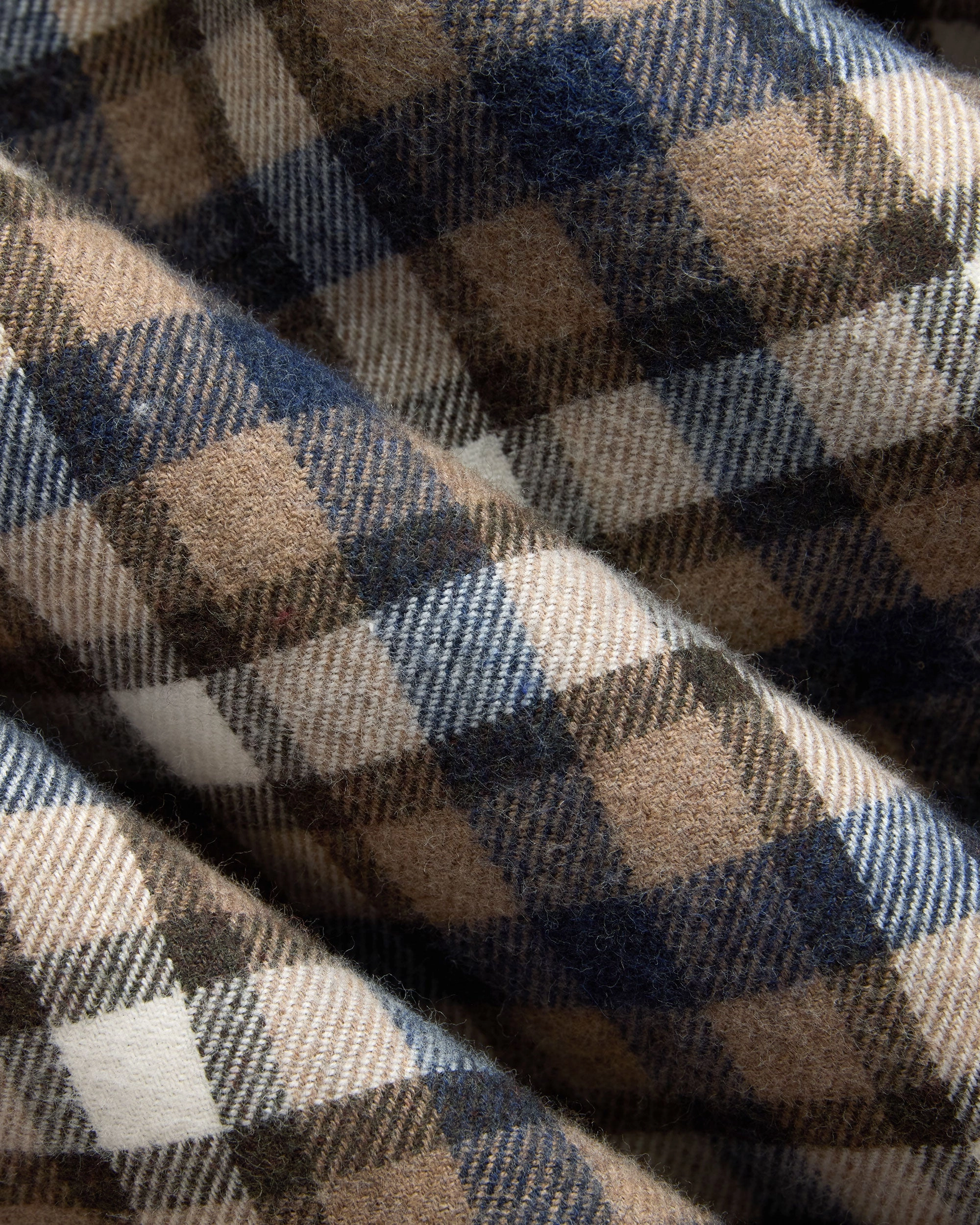 Soft Touch Brown & Navy Plaid Cotton Flannel Button Down Sport Shirt - Classic Fit