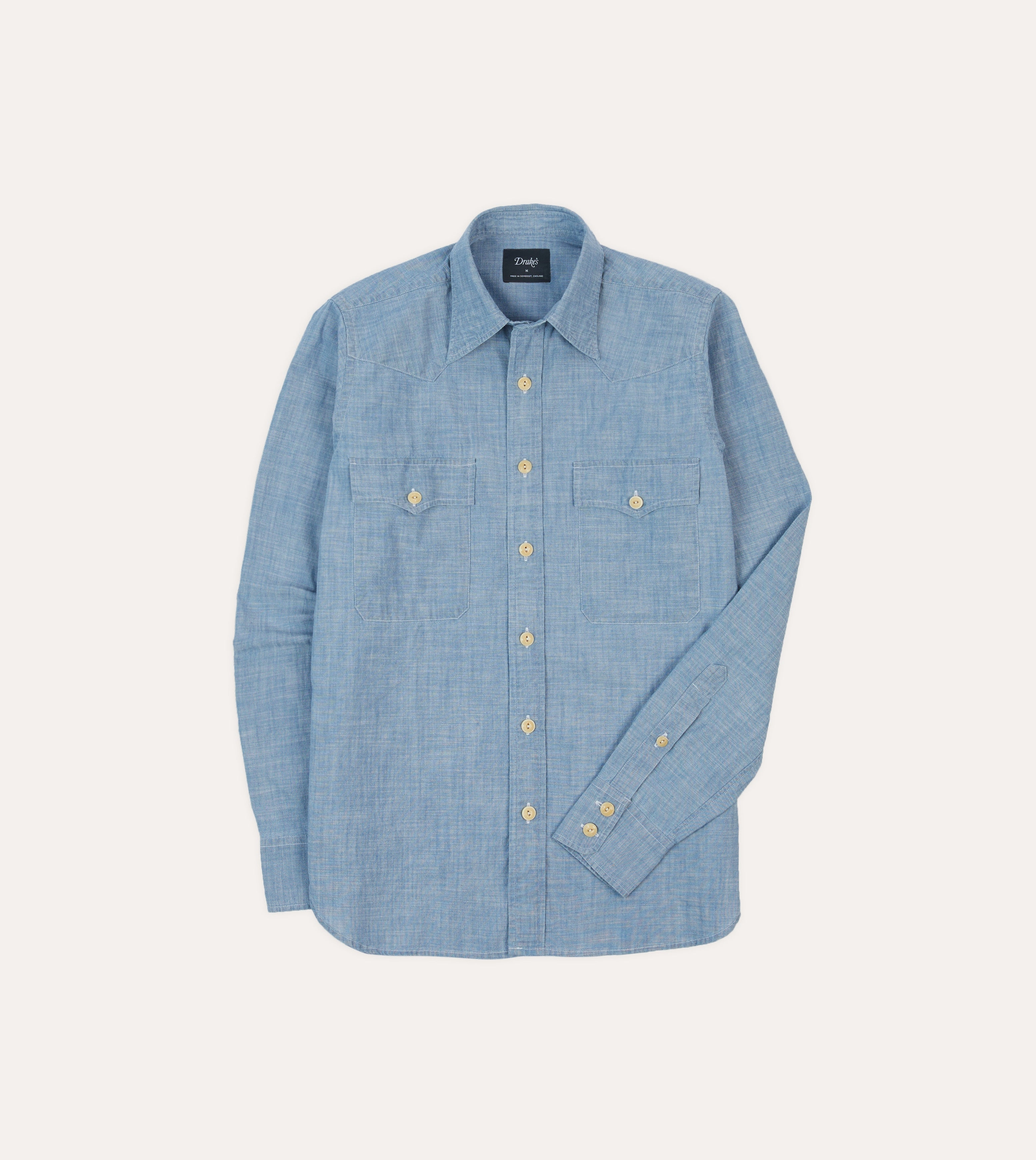 Handcrafted Detail Comfortable fit Chambray Two-Pocket Western Shirt