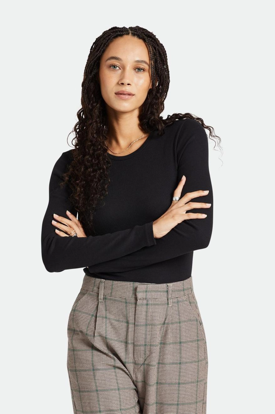 Betty L/S Tee - Black Smooth Neckline