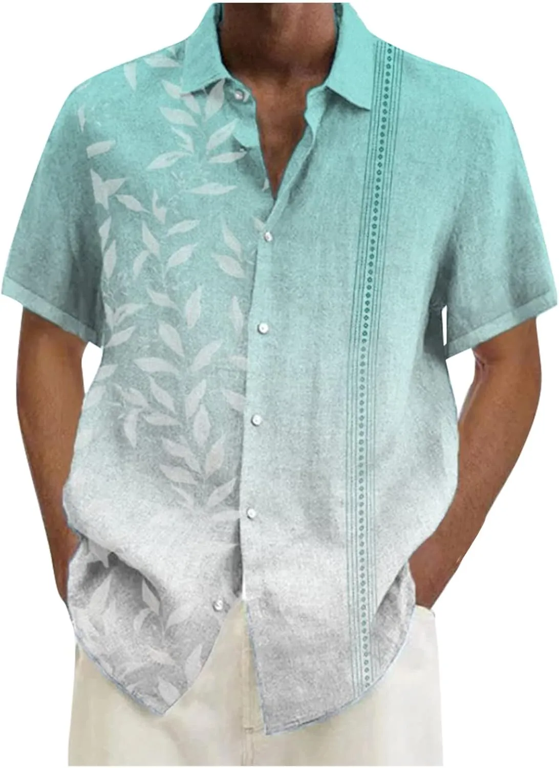 Ymosrh Men's Shirts Designer Spring Summer Casual Cotton Linen Solid Color Short Sleeve Shirts Loose