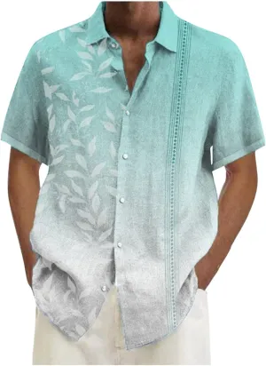 Ymosrh Men's Shirts Designer Spring Summer Casual Cotton Linen Solid Color Short Sleeve Shirts Loose