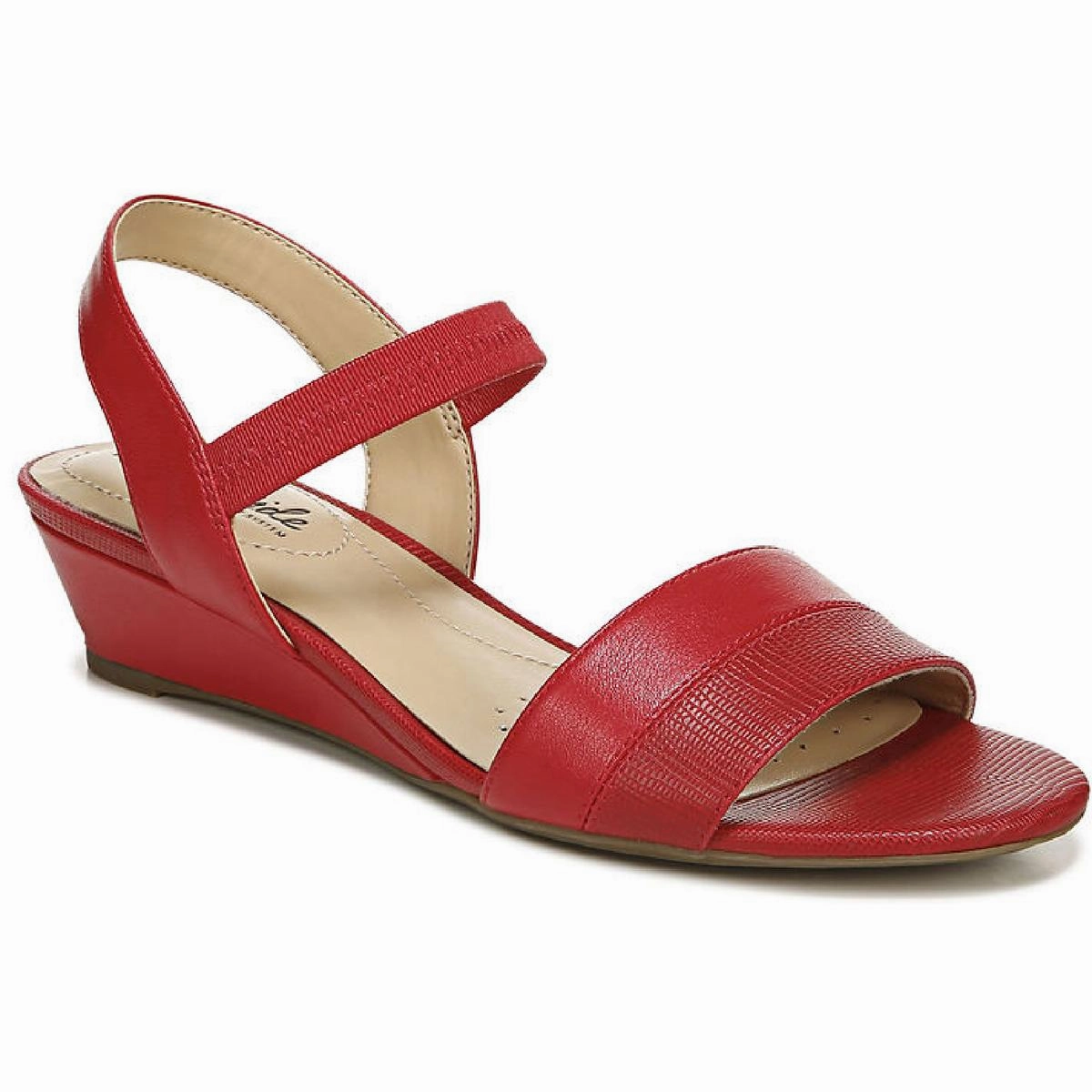 Yuma Womens Faux Leather Lizard Print Wedge Sandals Bold Impact Suede Glow