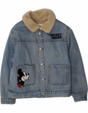 ZARA Boys Disney Denim Graphic Sherpa Jacket 4-5 Years Blue Cotton Dry Touch Contribute
