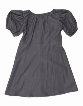 ZARA Girls Faux Leather A-Line Dress 9-10 Years Grey Polyurethane Relax Fit Minimal Motion