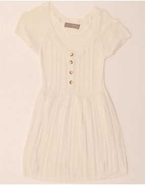 ZARA Girls Short Sleeve Jumper Dress 8-9 Years Large White Cotton Best-Seller Bride Side