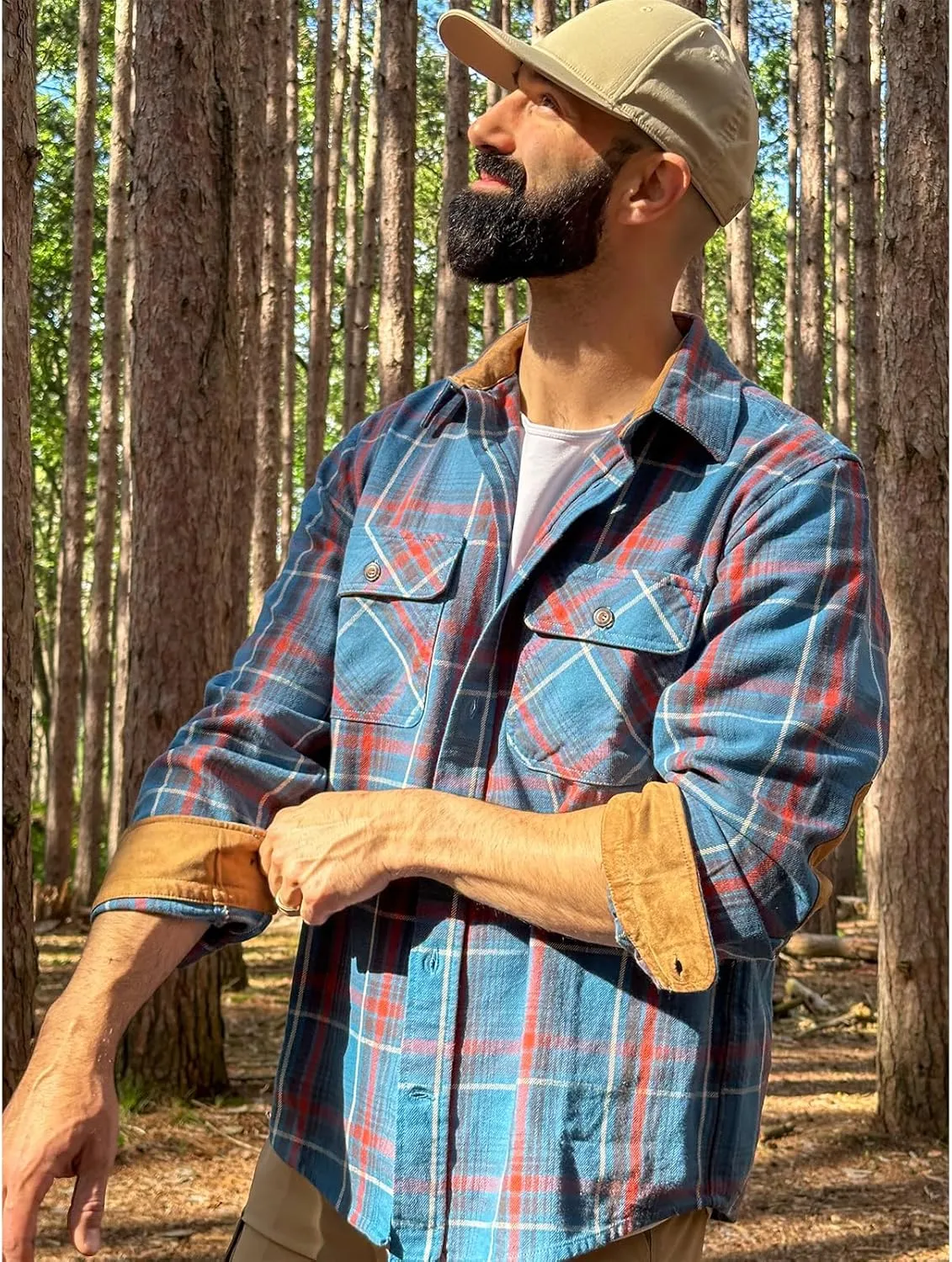 ZENTHACE Men's Rugged Burlyweight Performance Flannel Shirt,Outdoor Lumberjack Checkered Shirts